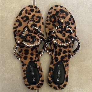 Pierre Dumas Brown and Black Sandals with Chain Detail